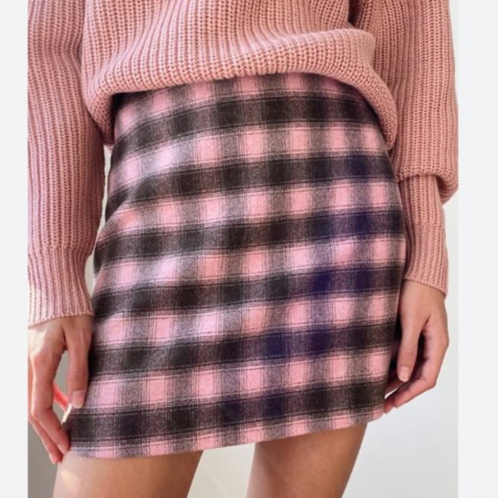 WILFRED pink and brown wool skirt